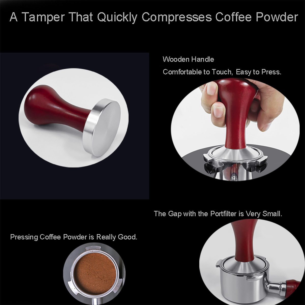 나무 손잡이가 있는 에스프레소 탬퍼, 바리스타 플랫 베 - Coffee Shop Equipment 리뷰 및 가격